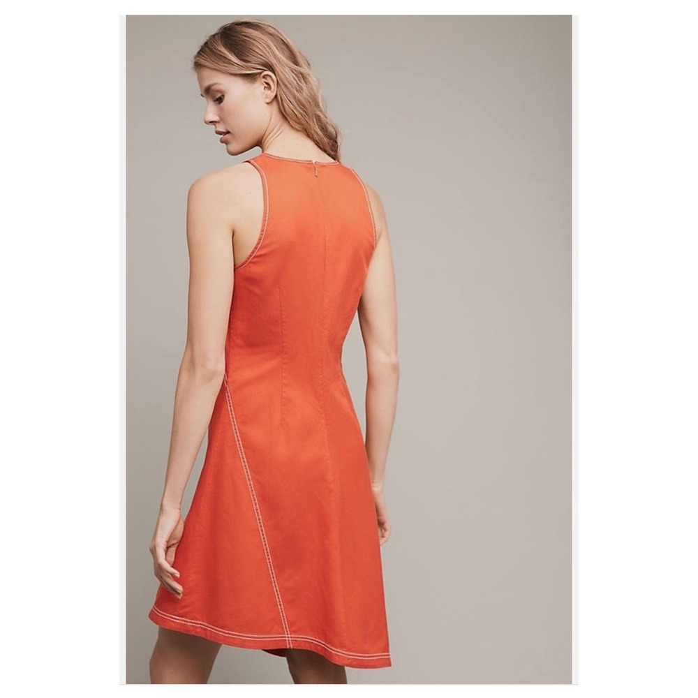 Maeve Anthropologie Asymmetrical Bileu Orange Dress Women's Size 4‎ - Picture 3 of 6